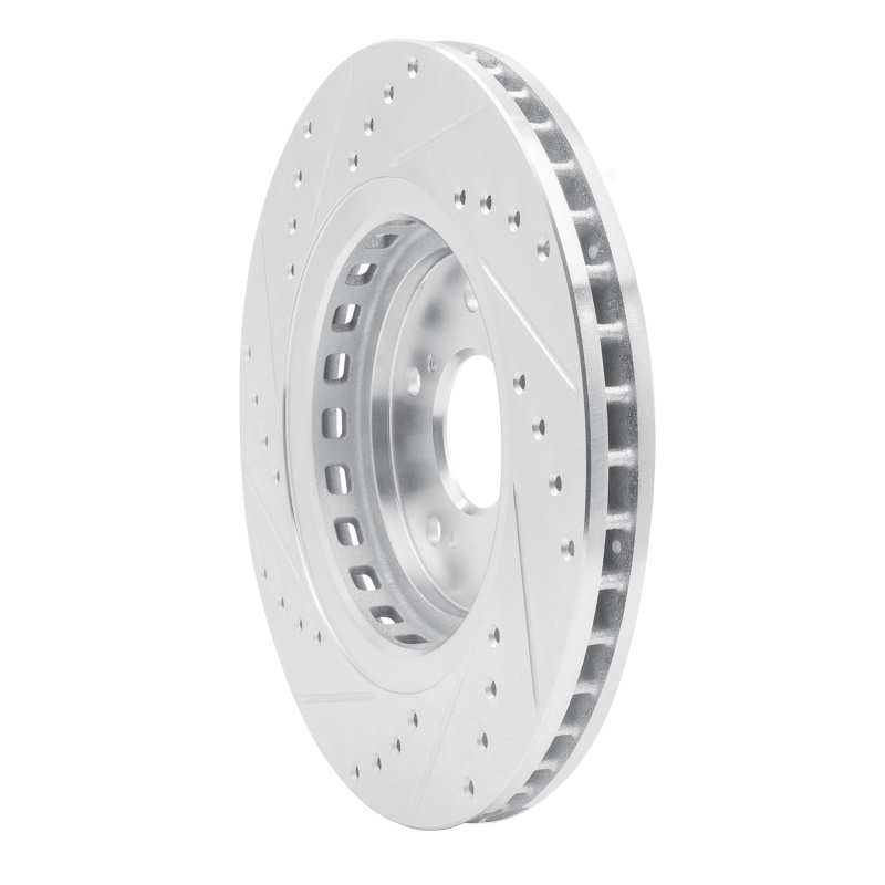 Acura MDX Brake Rotor (1) - Front Right - R1 Concepts - Drilled & Slotted - Silver - `14-`20